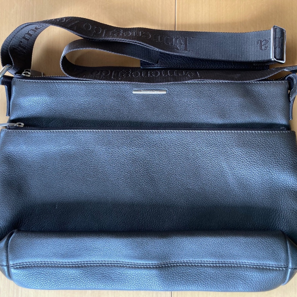 Ermenegildo Zenga Dark Brown Leather Messenger Bag - Picture 1 of 6